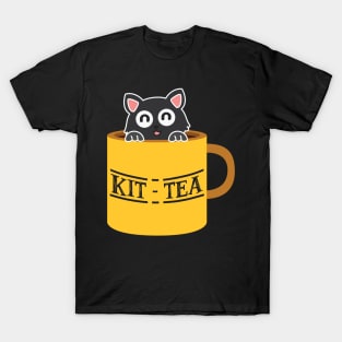 Kit-Tea Funny Kitten Black Cat T-Shirt